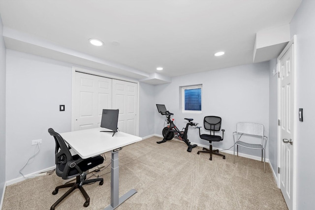 11731 Blackburn Dr, Orland Park, IL 60467 - carpeted home office featuring baseboards and recessed lighting