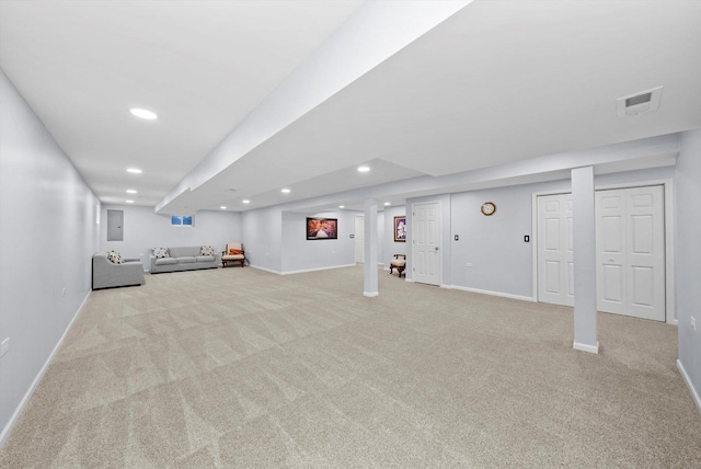 11731 Blackburn Dr, Orland Park, IL 60467 - finished below grade area featuring carpet floors, recessed lighting, baseboards, and electric panel
