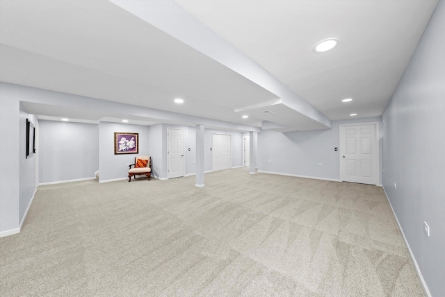 11731 Blackburn Dr, Orland Park, IL 60467 - finished basement featuring recessed lighting, light carpet, and baseboards