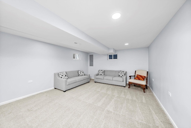 11731 Blackburn Dr, Orland Park, IL 60467 - living room with carpet, baseboards, electric panel, and recessed lighting
