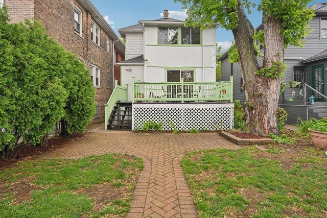 1031 S Humphrey Ave, Oak Park, IL 60304 - rear view of property featuring stairway and a wooden deck