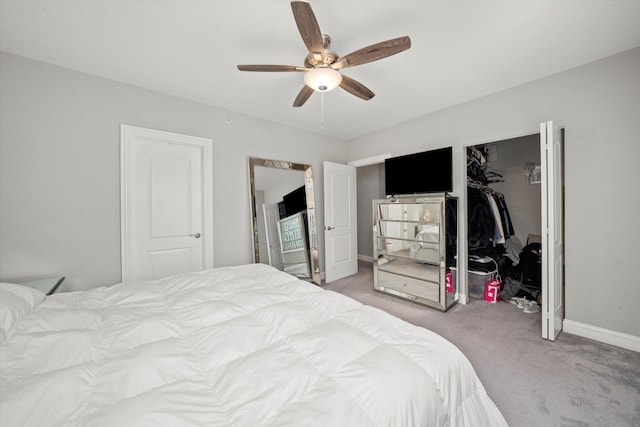 11001 Deblin Ln Unit 307, Oak Lawn, IL 60453 - bedroom featuring light colored carpet, baseboards, a closet, and a ceiling fan