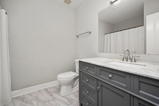 11001 Deblin Ln Unit 307, Oak Lawn, IL 60453 - full bath with marble finish floors, vanity, toilet, and baseboards