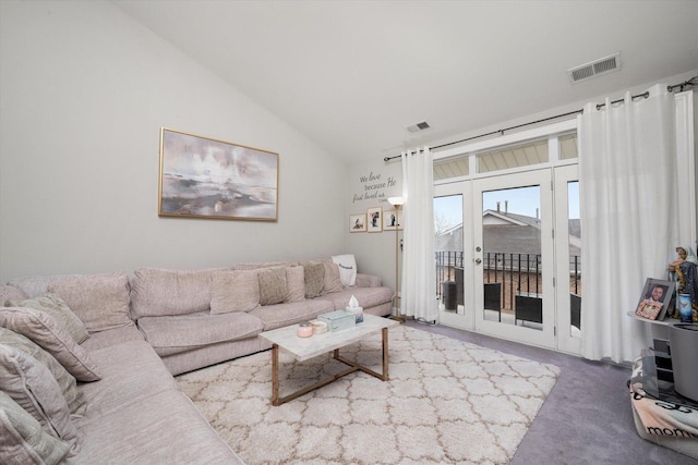 11001 Deblin Ln Unit 307, Oak Lawn, IL 60453 - living room featuring lofted ceiling and carpet floors