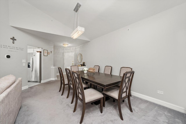 11001 Deblin Ln Unit 307, Oak Lawn, IL 60453 - dining area with light colored carpet, lofted ceiling, and baseboards