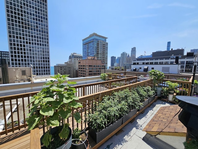 balcony with a skyline view