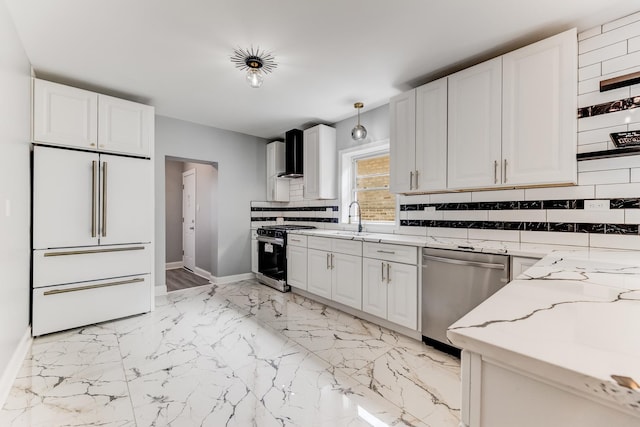 8109 S Marquette Ave, Chicago, IL 60617 - kitchen with built in refrigerator, dishwasher, gas range, baseboards, and tasteful backsplash