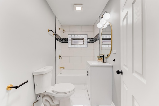 8109 S Marquette Ave, Chicago, IL 60617 - full bath featuring toilet, marble finish floors, vanity, and shower / bathtub combination