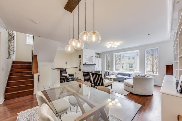 19 W 15th St, Chicago, IL 60605 - dining room with stairs, wood finished floors, baseboards, and a fireplace
