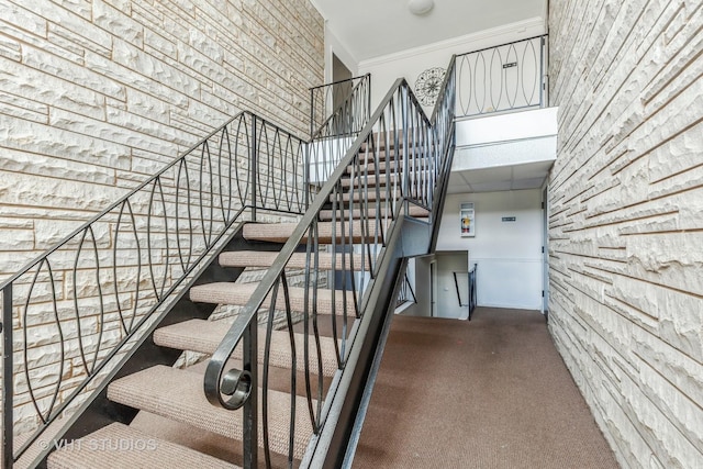 1313B S Rebecca Rd Unit 215, Lombard, IL 60148 - stairs featuring ornamental molding and a high ceiling