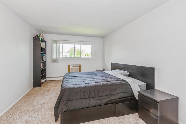 1313B S Rebecca Rd Unit 215, Lombard, IL 60148 - bedroom featuring carpet flooring, baseboards, baseboard heating, and an AC wall unit
