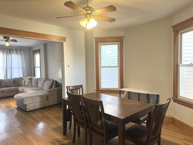 5343 W Warwick Ave, Chicago, IL 60641 - dining space featuring ceiling fan, plenty of natural light, and hardwood / wood-style flooring