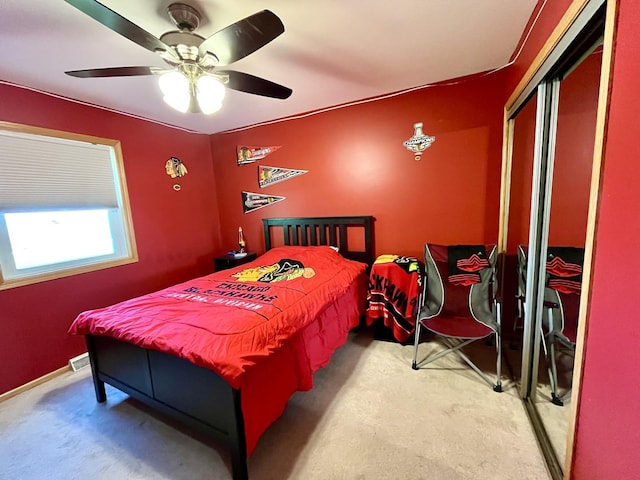 80 N 14th Rd, Lostant, IL 61334 - bedroom featuring carpet floors, a closet, and ceiling fan