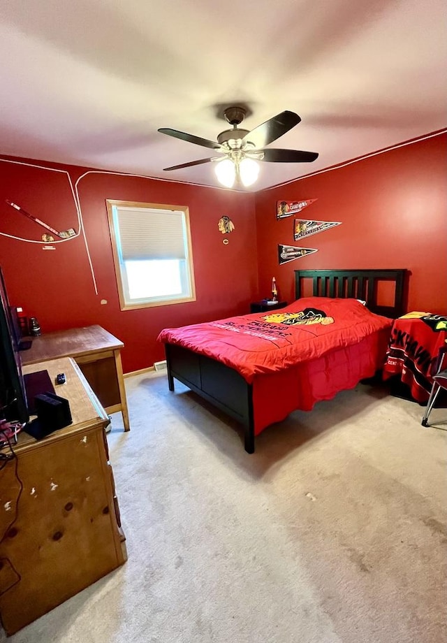 80 N 14th Rd, Lostant, IL 61334 - carpeted bedroom featuring a ceiling fan