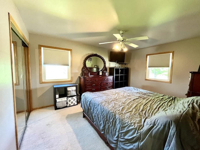 80 N 14th Rd, Lostant, IL 61334 - bedroom with carpet flooring, a closet, ceiling fan, and baseboards