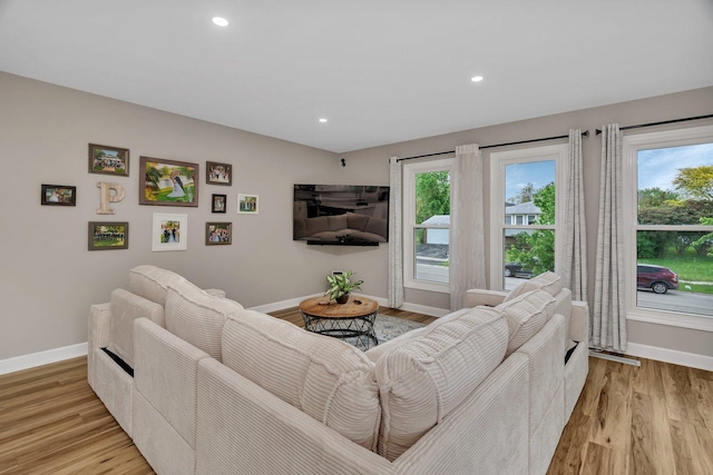 424 Falcon Ridge Way, Bolingbrook, IL 60440 - living area featuring baseboards, light wood-type flooring, and recessed lighting