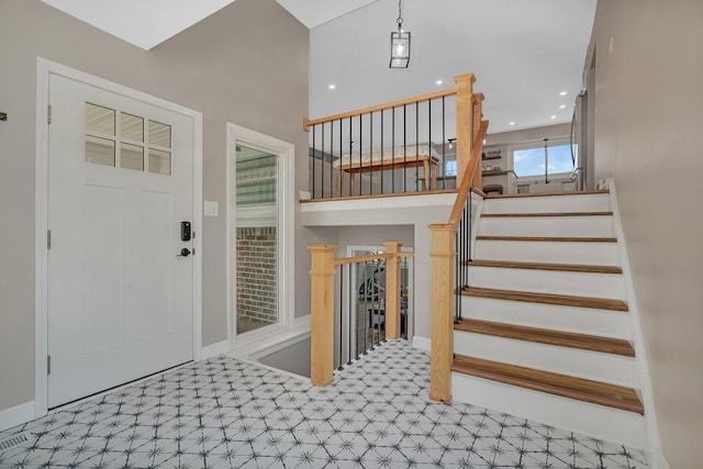 424 Falcon Ridge Way, Bolingbrook, IL 60440 - foyer with tile patterned floors and stairway