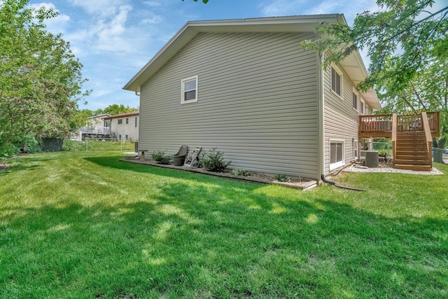 424 Falcon Ridge Way, Bolingbrook, IL 60440 - view of side of property with a wooden deck, stairs, and central AC unit