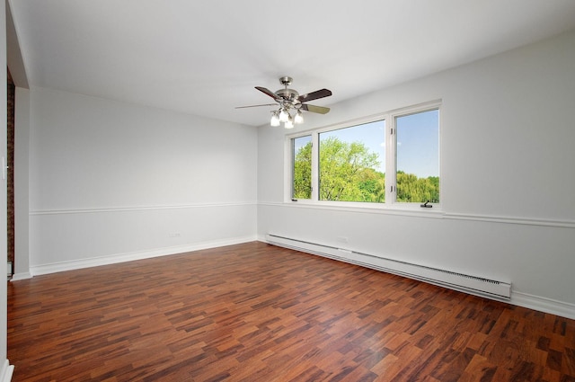 2700 E Bel Aire Dr Unit 304, Arlington Heights, IL 60004 - empty room with baseboard heating, a ceiling fan, wood finished floors, and baseboards