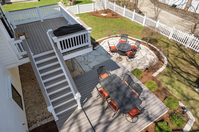 5233 Carpenter St, Downers Grove, IL 60515 - deck featuring outdoor dining area, a patio, and stairway