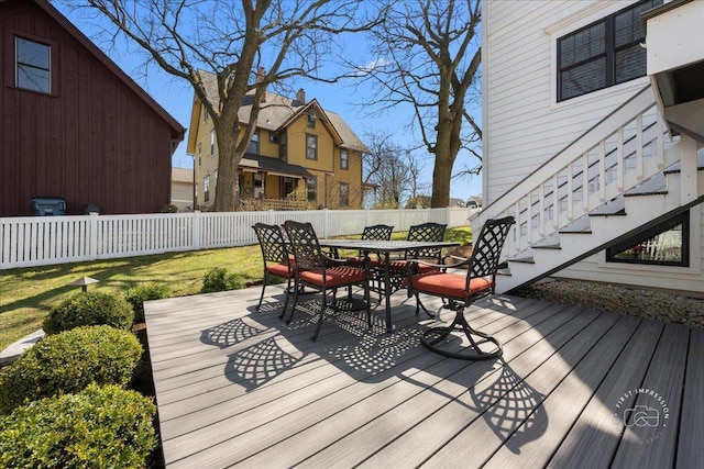5233 Carpenter St, Downers Grove, IL 60515 - wooden deck featuring outdoor dining area and stairway