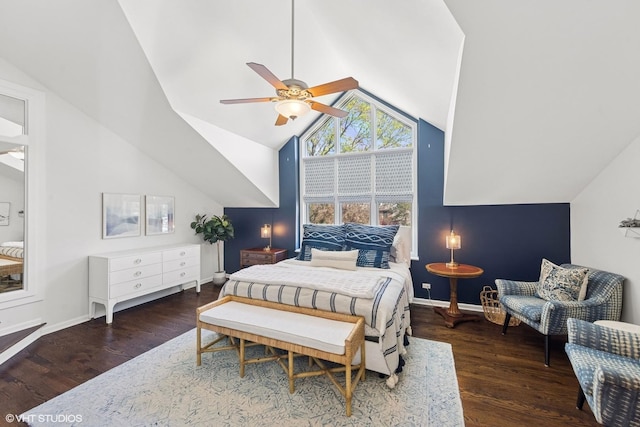 2116 Nachtman Ct, Wheaton, IL 60187 - bedroom featuring vaulted ceiling, wood finished floors, baseboards, and ceiling fan