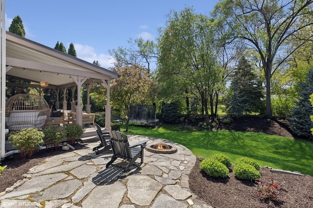 2116 Nachtman Ct, Wheaton, IL 60187 - view of patio / terrace with an outdoor fire pit and a trampoline