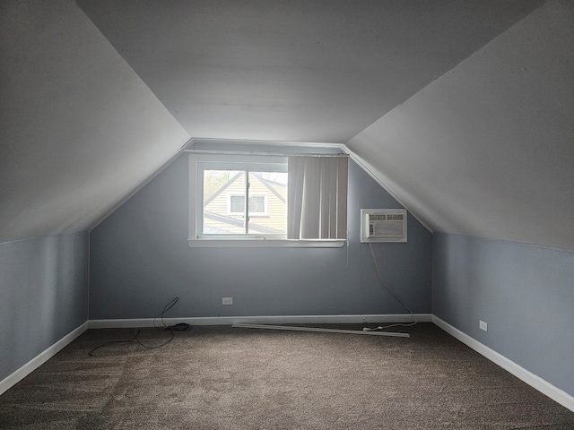 216 Washington St, Park Forest, IL 60466 - bonus room featuring carpet, lofted ceiling, baseboards, and a wall mounted AC