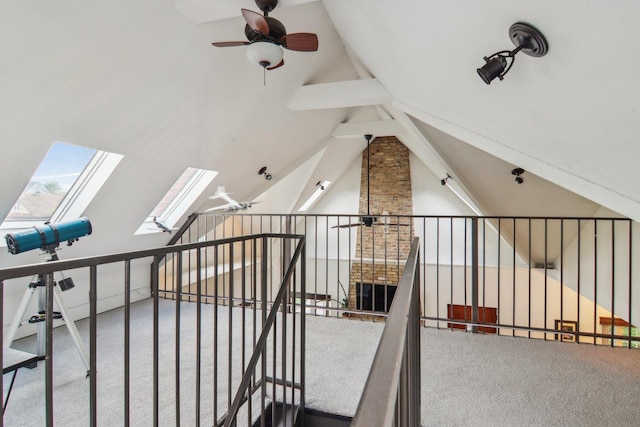 89 Huron St, Maywood, IL 60153 - bonus room with ceiling fan, a skylight, and carpet flooring