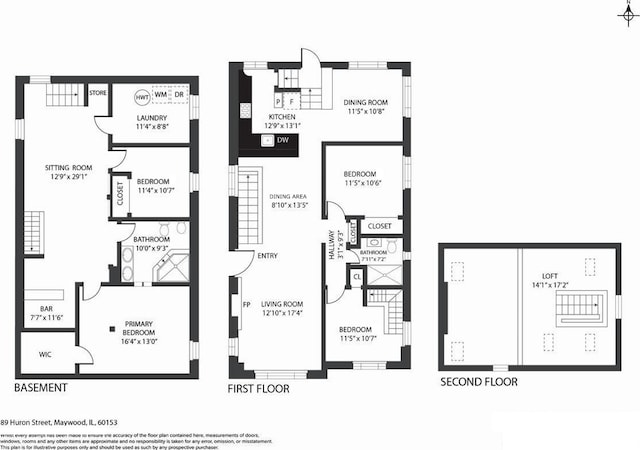89 Huron St, Maywood, IL 60153 - floor plan / room layout