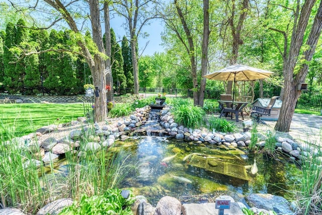 32911 Deer Ridge Dr, Wilmington, IL 60481 - view of community featuring fence and a garden pond