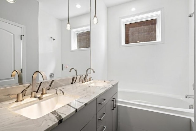 1018 N Honore Ave Unit C, Chicago, IL 60622 - full bath with a bathtub, double vanity, and a shower