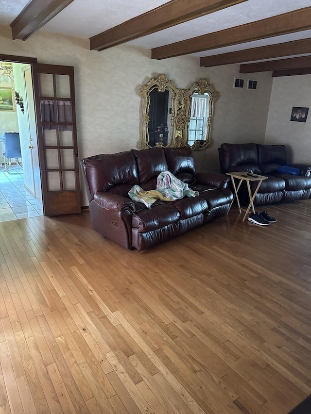 1214 E 165th St, South Holland, IL 60473 - living room featuring hardwood / wood-style flooring and beamed ceiling