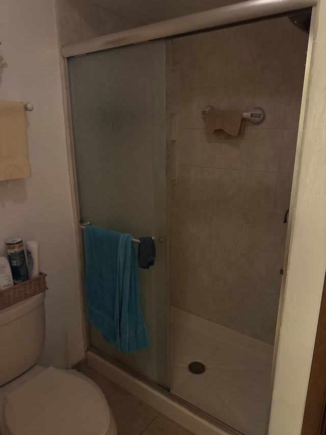 1214 E 165th St, South Holland, IL 60473 - bathroom with toilet, tile patterned flooring, and a stall shower