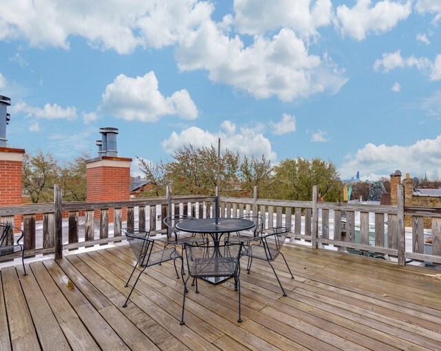 3616 N Janssen Ave Unit 2N, Chicago, IL 60613 - wooden terrace featuring outdoor dining area