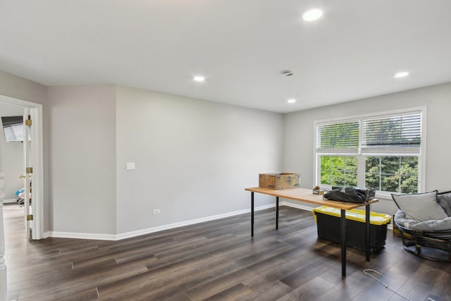 1159 Clover Hill Ln, Elgin, IL 60120 - office area with dark wood-style flooring, recessed lighting, and baseboards