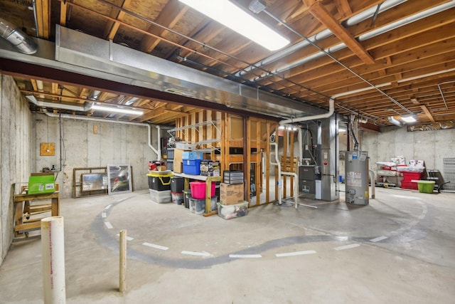 1159 Clover Hill Ln, Elgin, IL 60120 - unfinished below grade area with gas water heater and heating unit