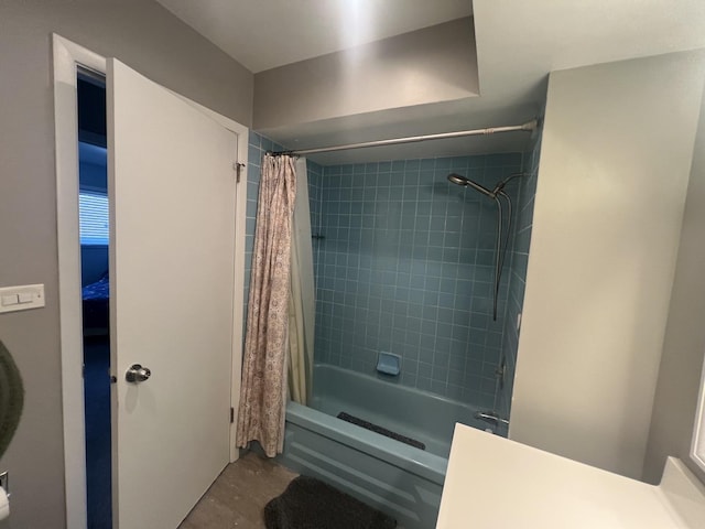 18840 May Ave, Homewood, IL 60430 - full bath with shower / bath combination with curtain and unfinished concrete flooring