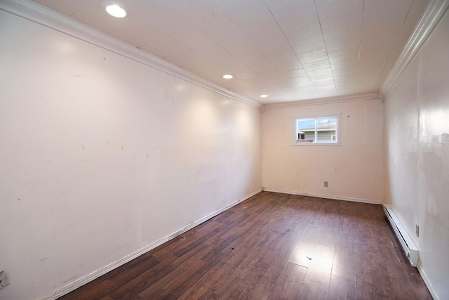 1990 Patrick Ave, Kankakee, IL 60901 - basement with crown molding, a baseboard radiator, wood finished floors, baseboards, and recessed lighting