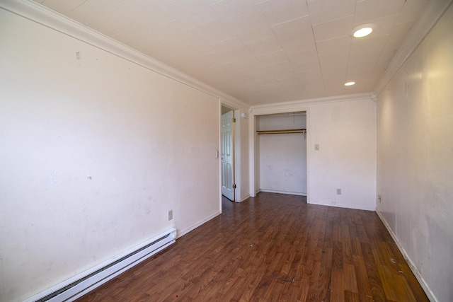 1990 Patrick Ave, Kankakee, IL 60901 - spare room with a baseboard radiator, wood finished floors, ornamental molding, recessed lighting, and baseboards