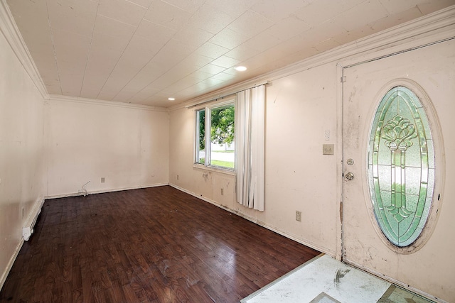 1990 Patrick Ave, Kankakee, IL 60901 - foyer entrance featuring ornamental molding, wood finished floors, a baseboard heating unit, and baseboards