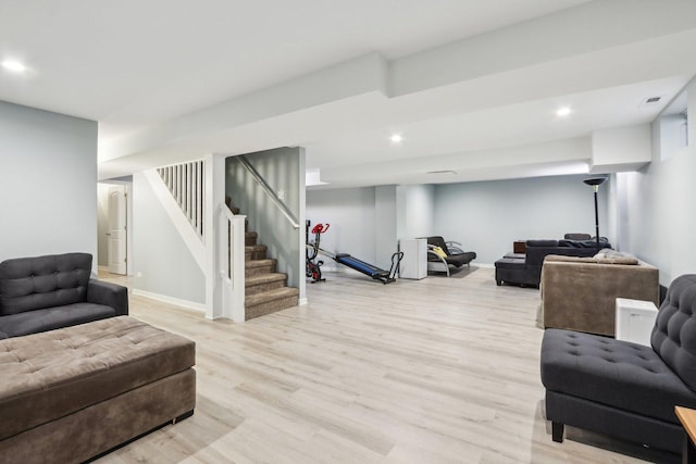 110 W Maude Ave, Arlington Heights, IL 60004 - living area with light wood-style floors, stairs, recessed lighting, and baseboards