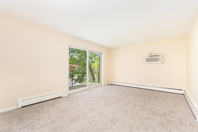 15302 Kenton Ave Unit 3, Oak Forest, IL 60452 - empty room with a baseboard heating unit, a wall unit AC, carpet, and baseboards
