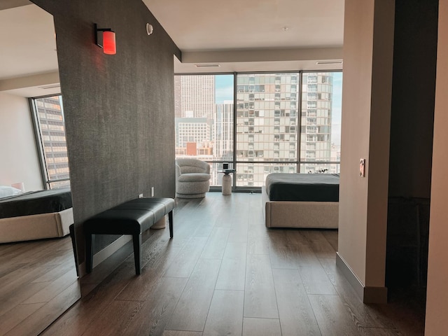 community lobby with a view of city