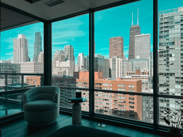balcony with a view of skyline
