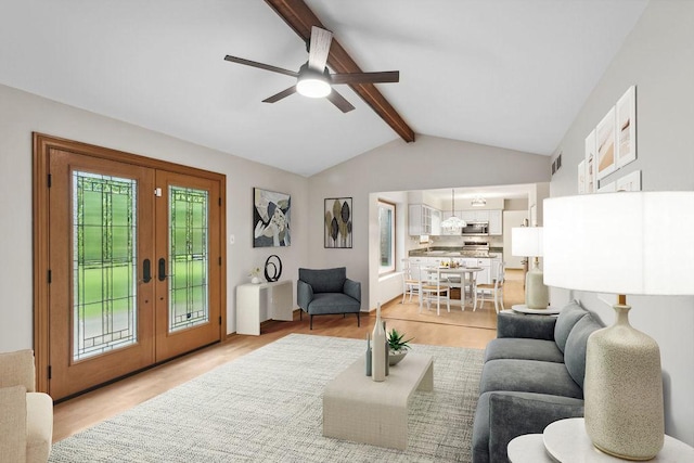 1836 71st St, Woodridge, IL 60517 - living room featuring french doors, light wood-style floors, and ceiling fan