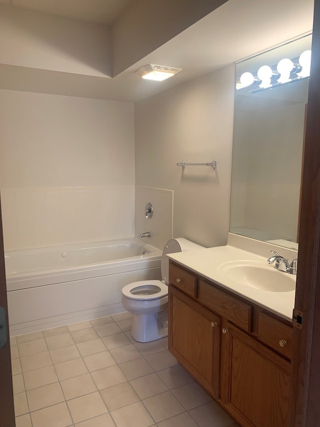 1327 E Washington St Unit 207, Des Plaines, IL 60016 - bathroom with a tub, toilet, vanity, and tile patterned floors