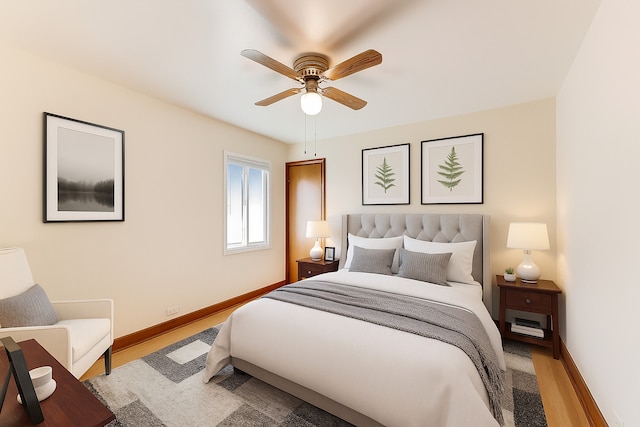 7657 N Osceola Ave, Niles, IL 60714 - bedroom featuring wood finished floors and a ceiling fan