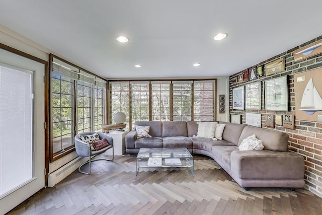 living area with recessed lighting