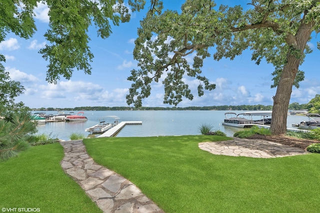 250 Whitney Rd, Lake Zurich, IL 60047 - view of grassy yard featuring a floating dock and a water view